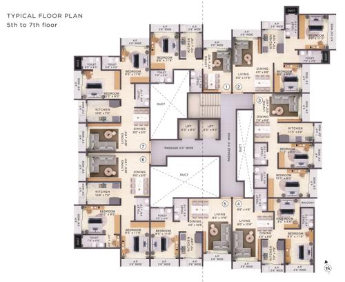  ekata-residency Ekata Residency Cluster Plan from 5th to 7th Floor