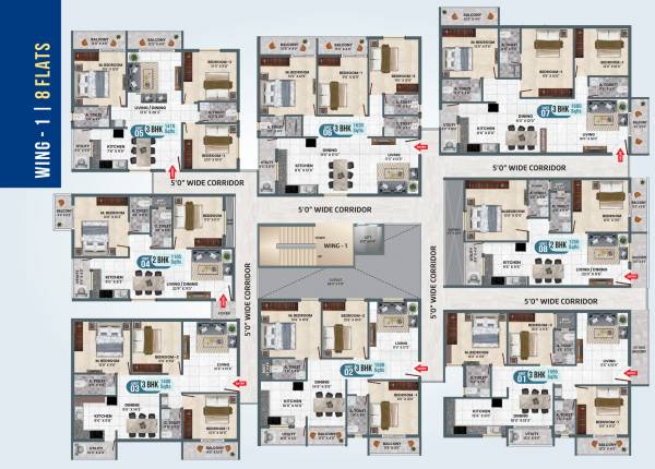  regal WING 1 Cluster Plan from ground to 3rd Floor
