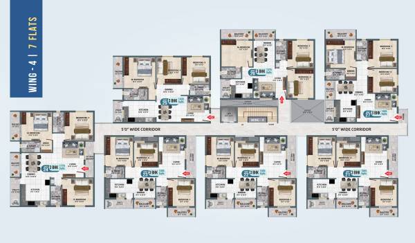  regal WING 4 Cluster Plan from ground to 3rd Floor