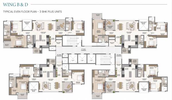  the-earthscape-phase-1 Wing B & D Cluster Plan typical floor