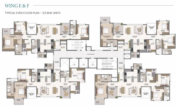  the-earthscape-phase-1 Wing E & F Cluster Plan typical floor