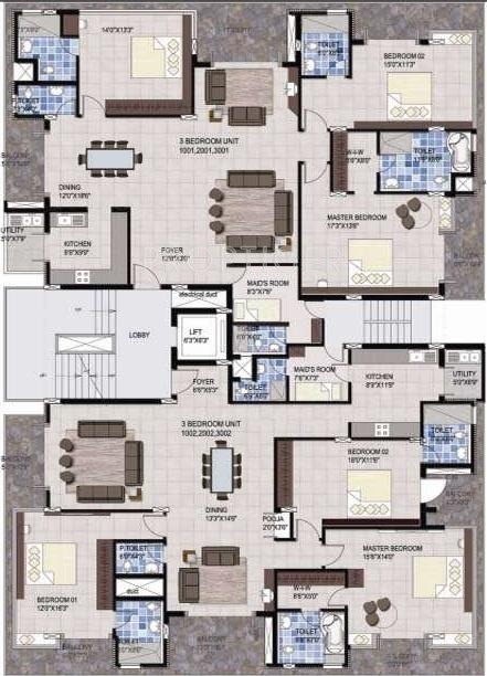  terrazzo Single Tower Cluster Plan