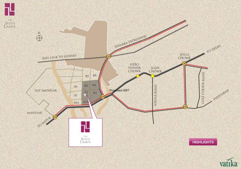 the seven lamps Location Plan