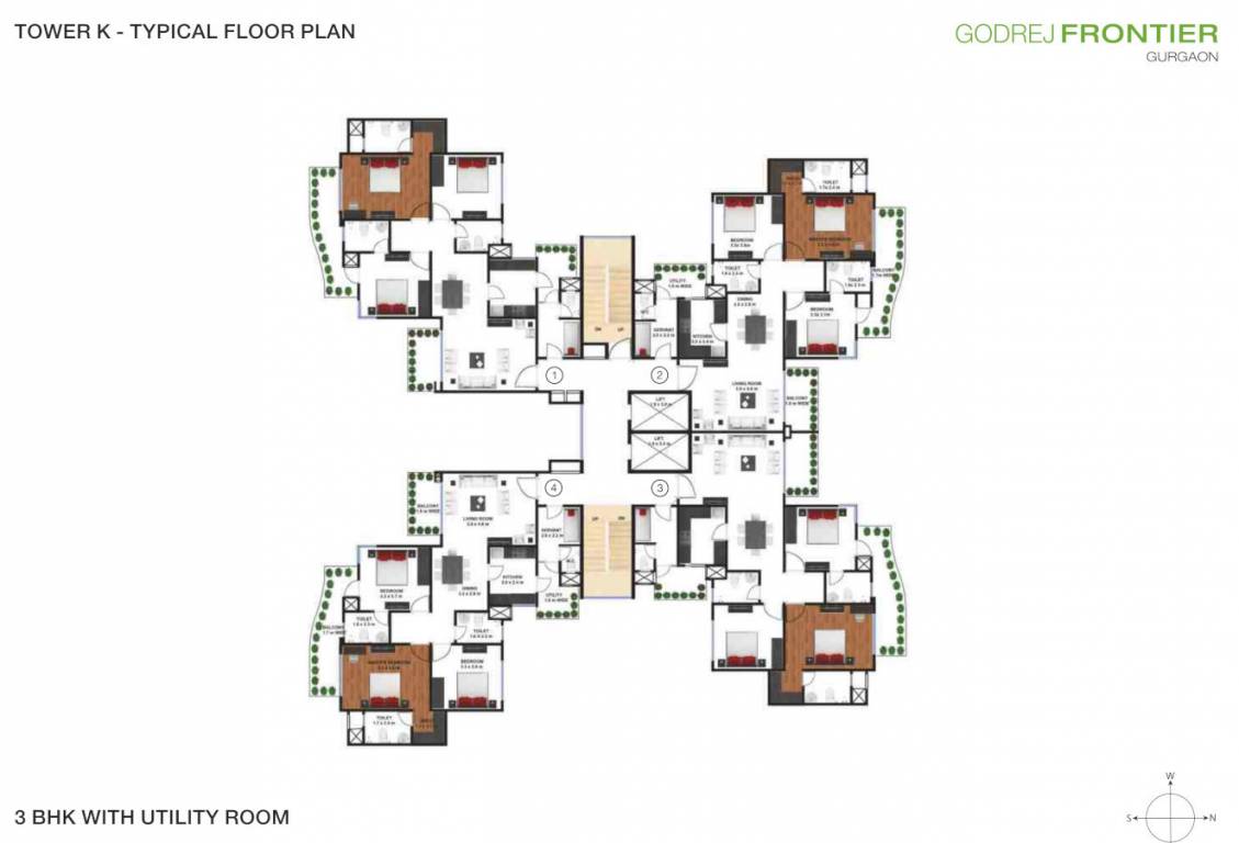 frontier Tower K Typical Cluster Plan