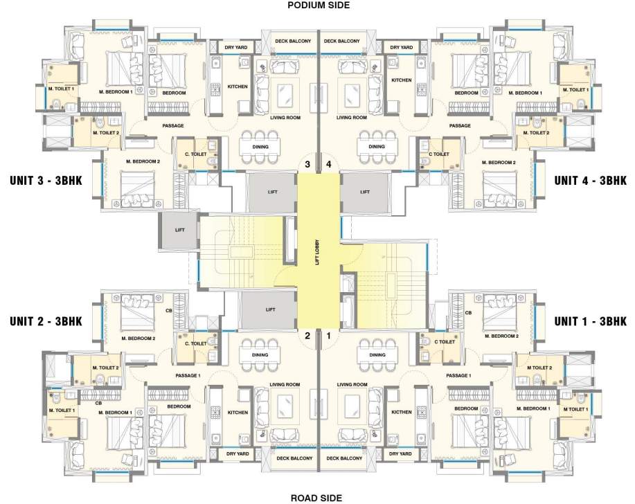  vasant lawns FERN Cluster Plan For Typical Floor Plan