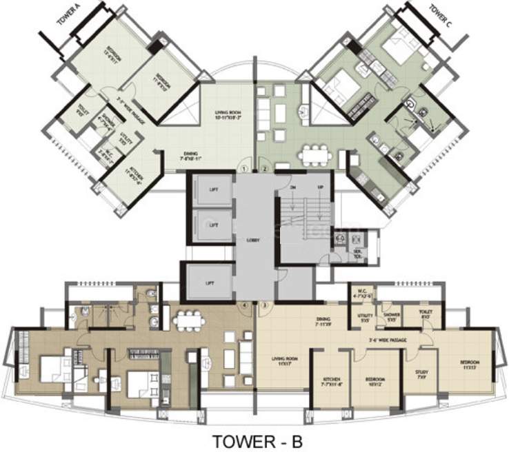 towers Images for Cluster Plan of Kalpataru Towers