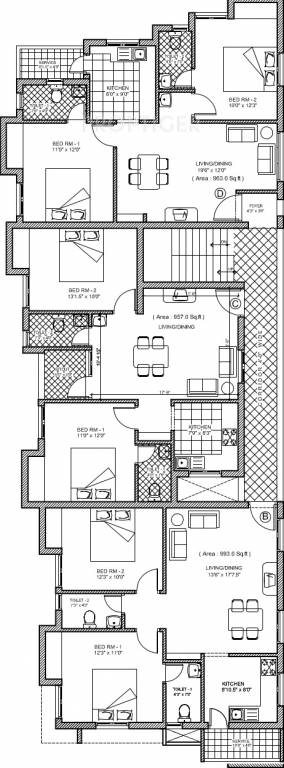 jasmine foundation varshana flats Cluster Plan for 1st Floor