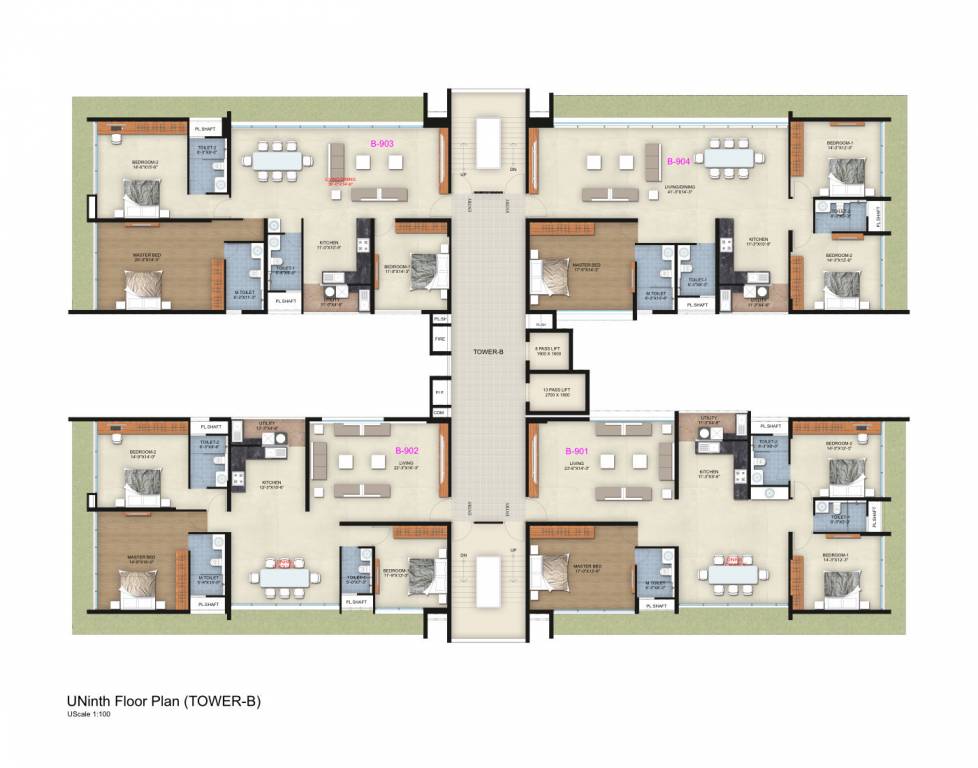 rg orchids gardenia Block B Cluster Plan for 9th Floor