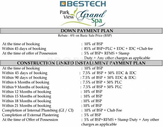 Images for Payment Plan of Bestech Park View Grand Spa