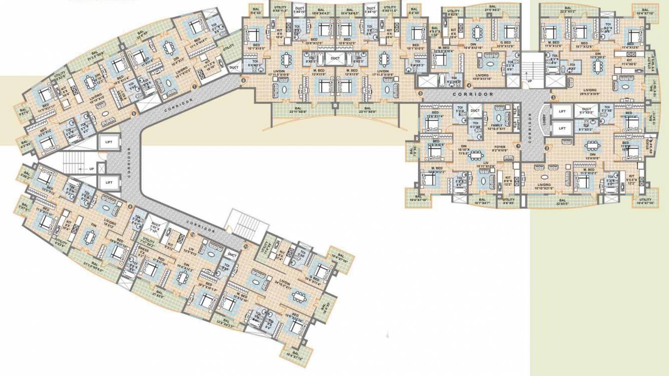 heights Tower 1 And 2 Cluster Plan from 1st to 10th Floor