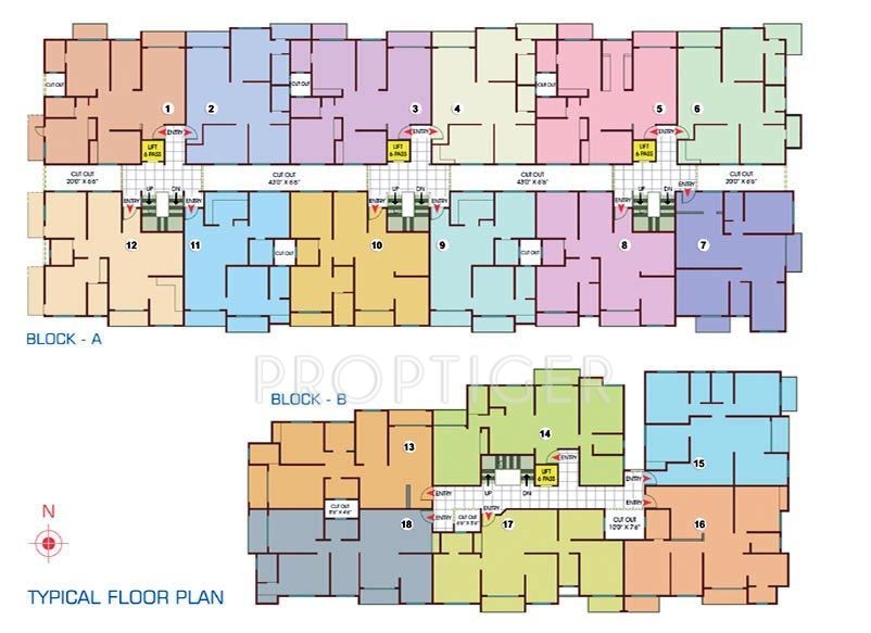 nishant properties pride Block A Cluster Plan for Typical Floor
