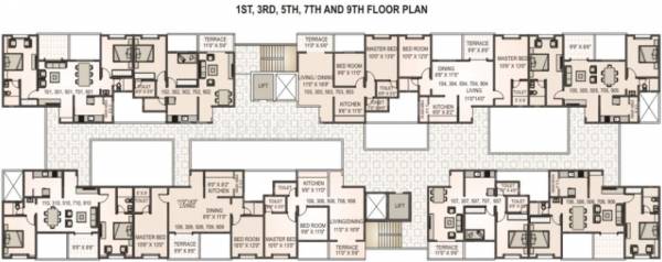 Nagpal Group Dev Exotica 1st,3rd,5th,7th,9th Floor Cluster Plan