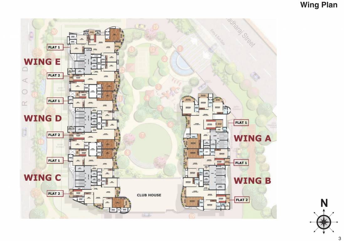 courtyard Wing A To E Typical Cluster Plan