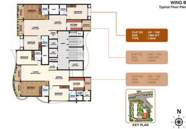  courtyard Wing B Typical Cluster Plan