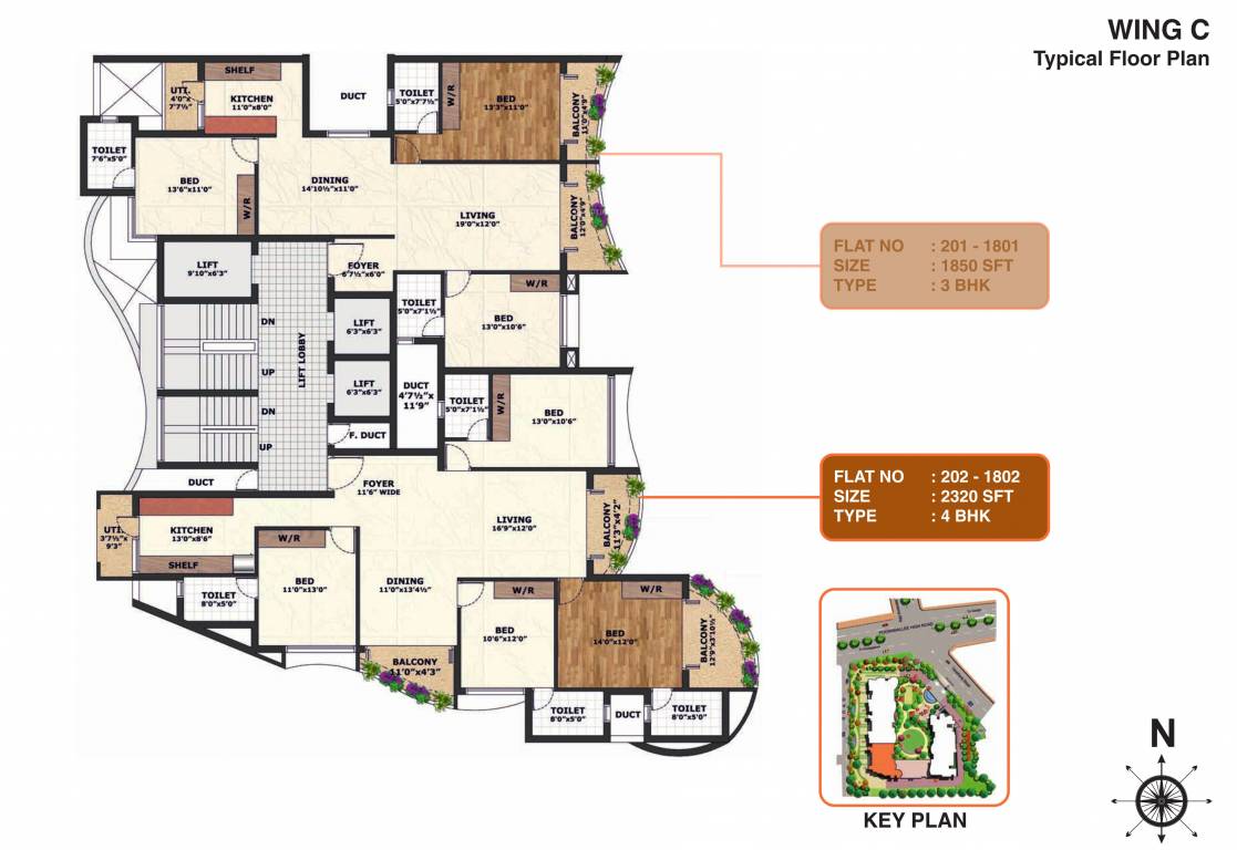 courtyard Wing C Typical Cluster Plan