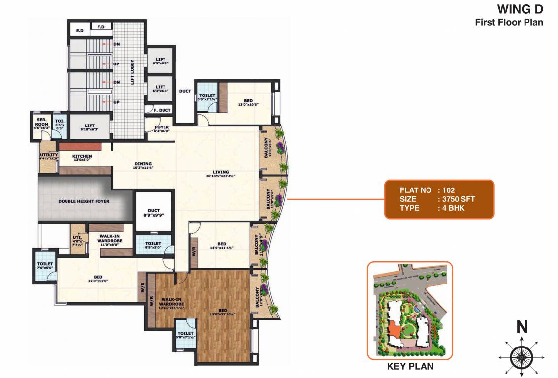 courtyard Wing D Cluster Plan For 1st Floor