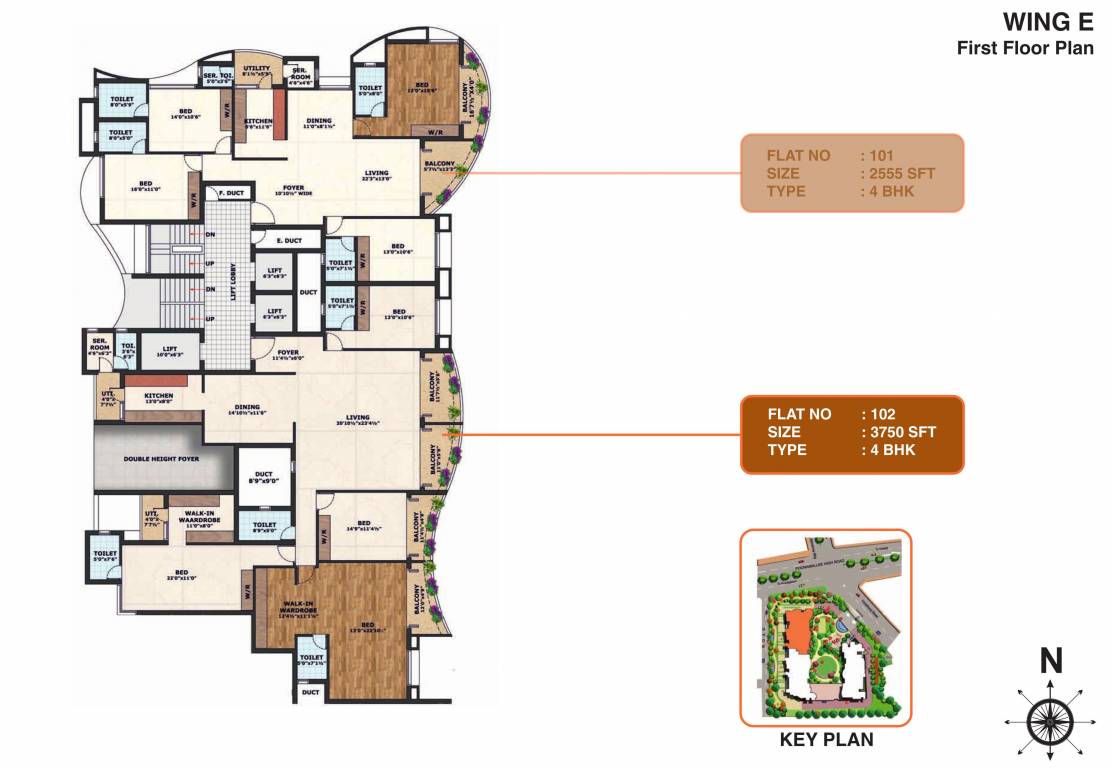 courtyard Wing E Cluster Plan For 1st Floor