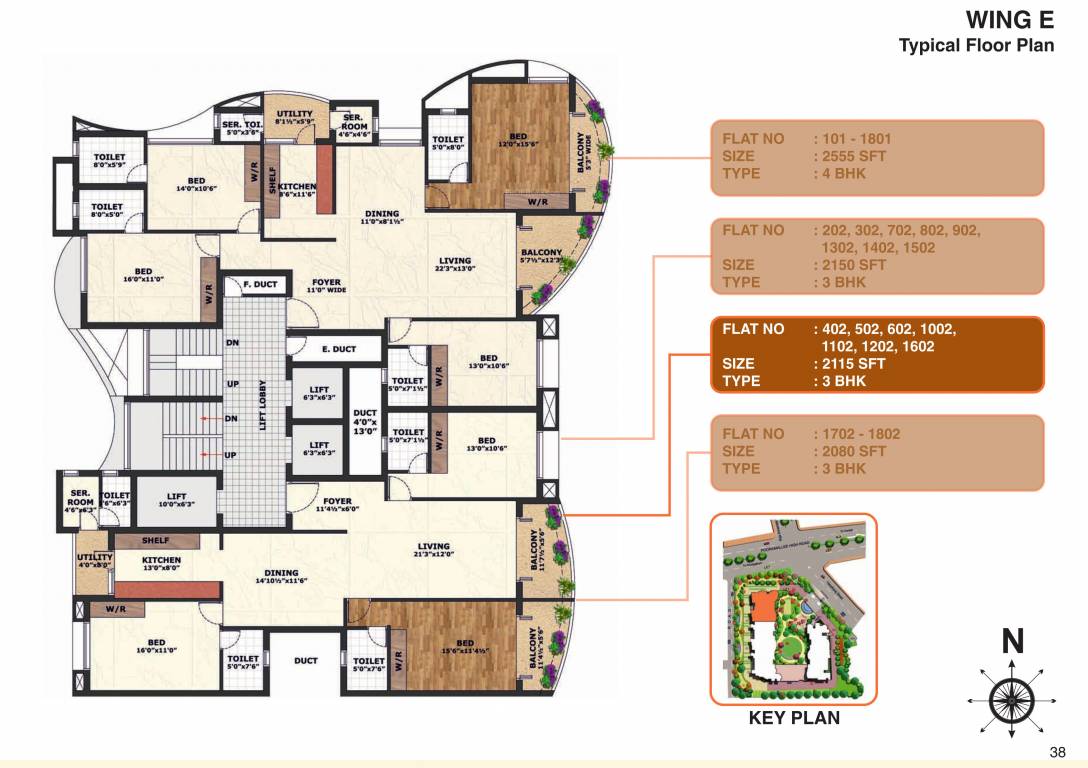 courtyard Wing E Typical Cluster Plan