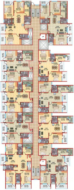 jk apartments Block A Cluster Plan from 1st to 4th Floor