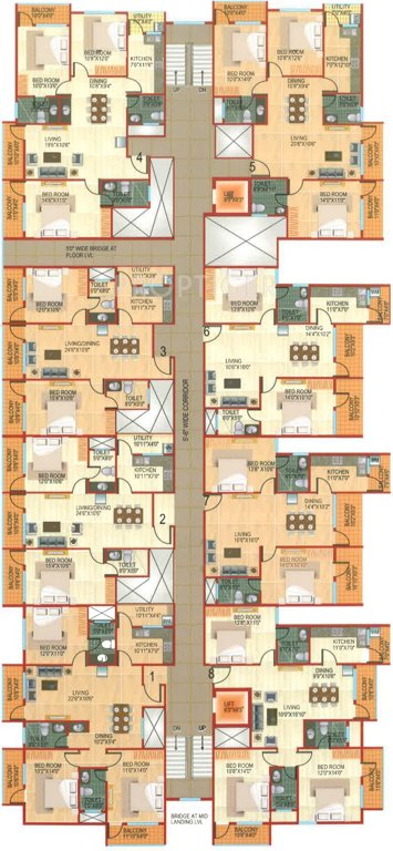 jk apartments Block B Cluster Plan from 1st to 4th Floor