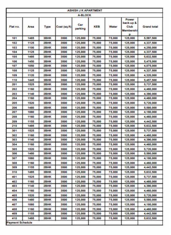 jk-apartments Construction Linked Payment (CLP) Payment Plan