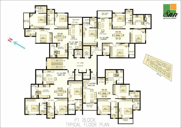  raj-serenity-phase-2 A1 Cluster Plan for Typical Floor