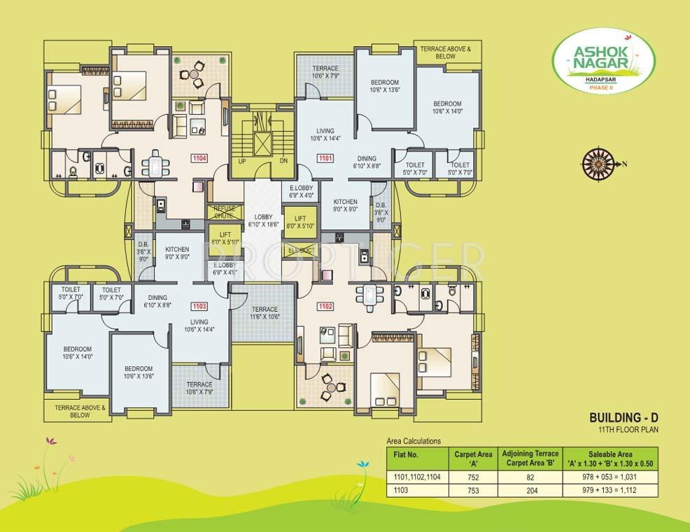 Harshad Constructions Ashok Nagar Phase II Building D 11th Floor Cluster Plan