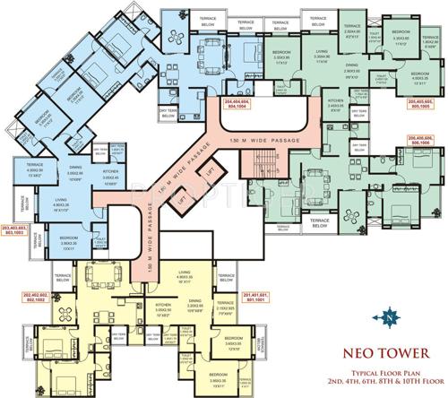 achlare-rachana my-world Neo Tower Even Floor Cluster Plan