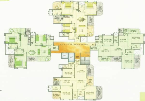  canary Tower A Odd Floor Cluster Plan