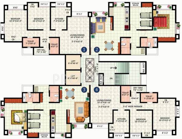  horizons Tower-1,2,3,4 Typical Floor Cluster Plan