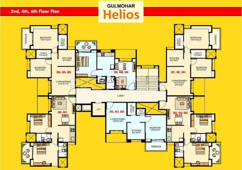 Gulmohar Development Helios Cluster Plan 2nd,4th,6th Floor