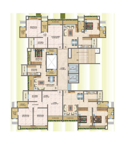 ecohomes-constructions-pvt-ltd residency Residency Cluster Plan for Typical Floor