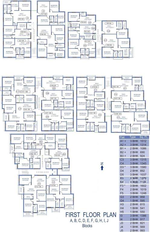  park wood Tower A to J Cluster Plan for 1st Floor