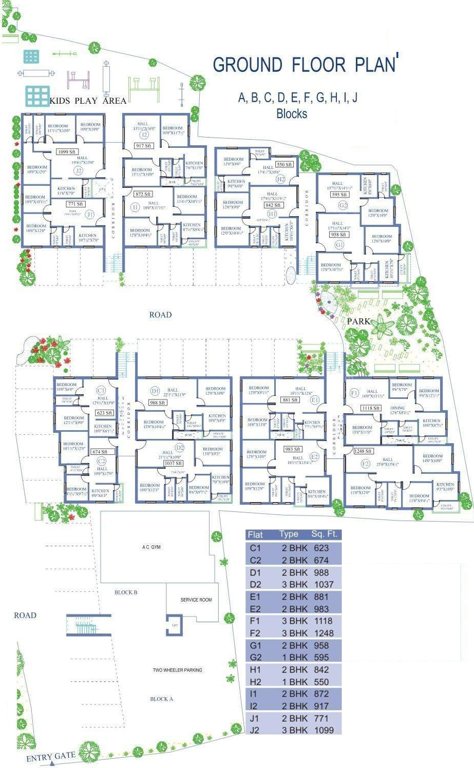  park wood Tower A to J Cluster Plan for Ground Floor