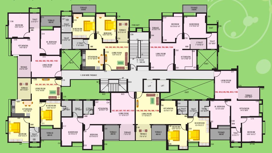 amrutvel Even Floor Plan Tower C Cluster Plan