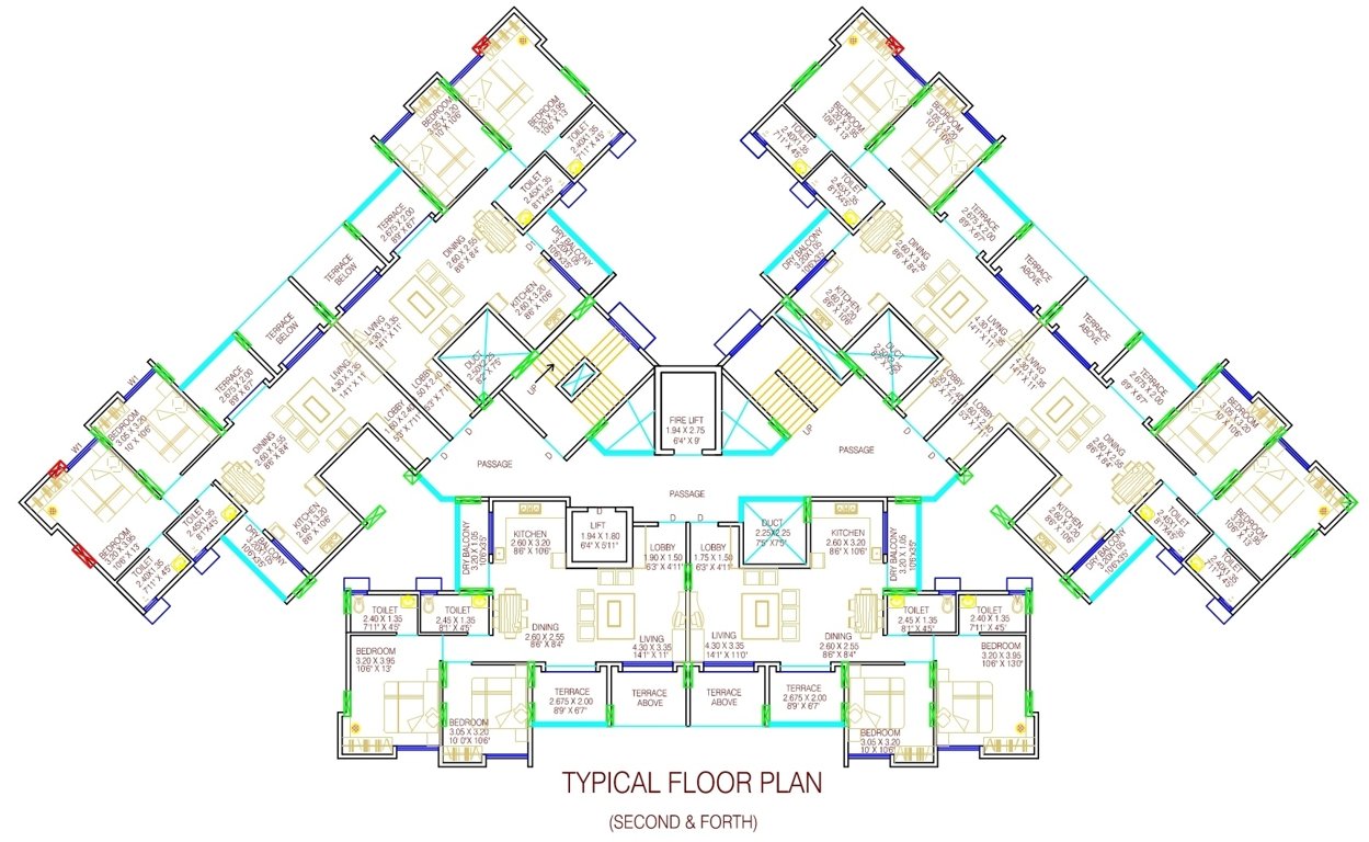 palladion 2bhk Even Floor Cluster Plan