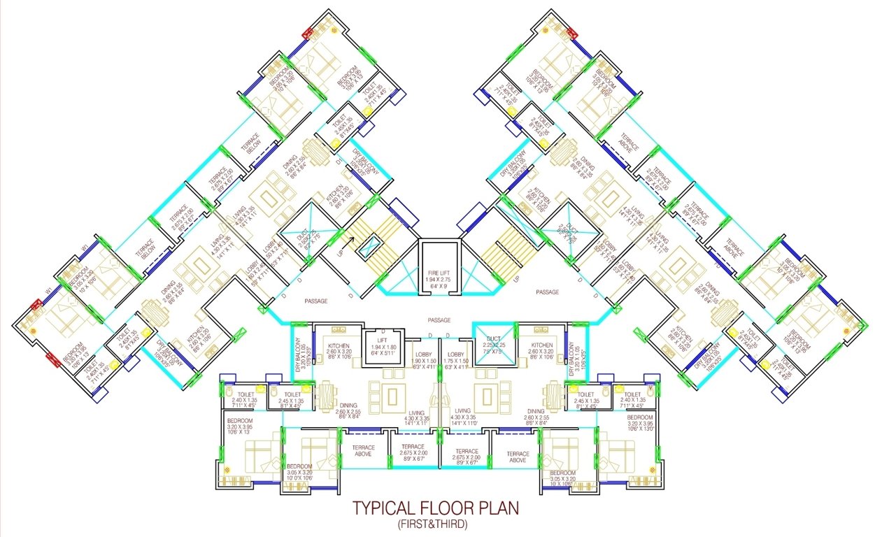 palladion 2bhk Odd Floor Cluster Plan