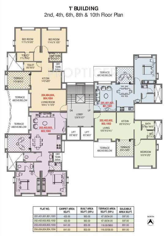vyas constructions whispering wind phase ii Building I Even Floor Cluster Plan