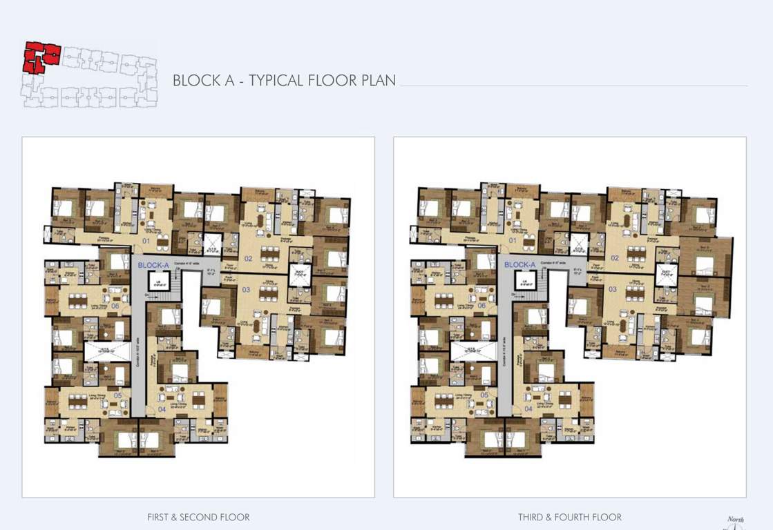 the central park lake front Block A Cluster Plan from 1st to 4th Floor