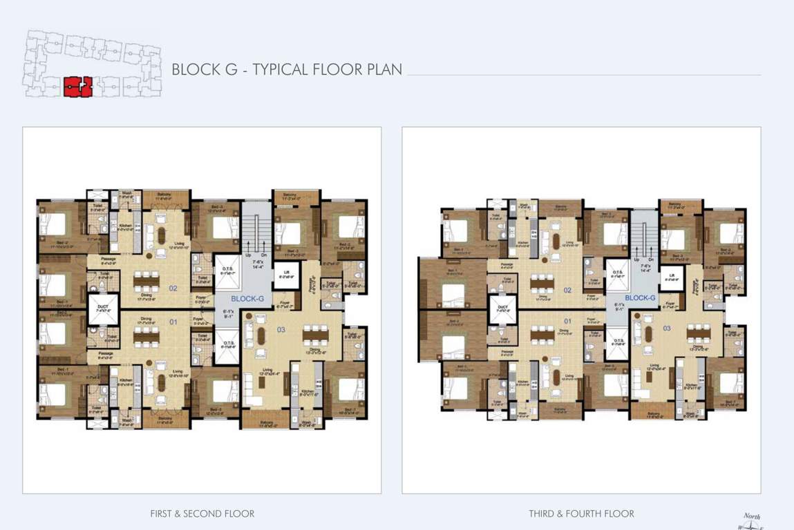 the central park lake front Block G Cluster Plan from 1st to 4th Floor