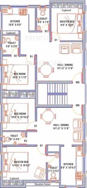 sree-venkateshwara malligai-flats Malligai Flats Typical Cluster Plan from 1st to 2nd Floor