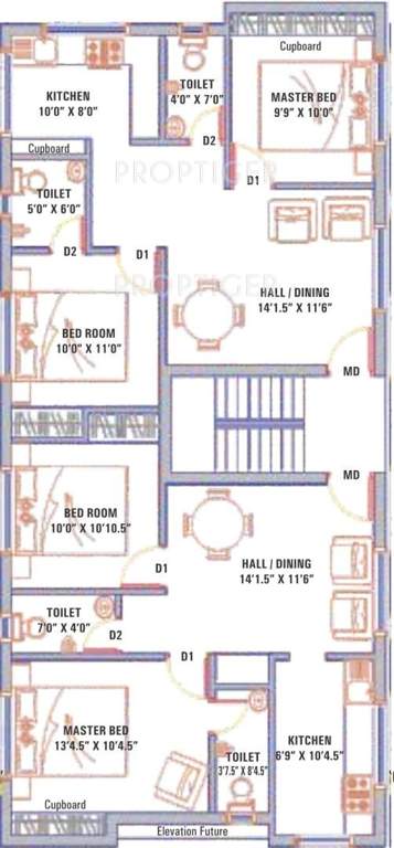 sree venkateshwara malligai flats Malligai Flats Typical Cluster Plan from 1st to 2nd Floor