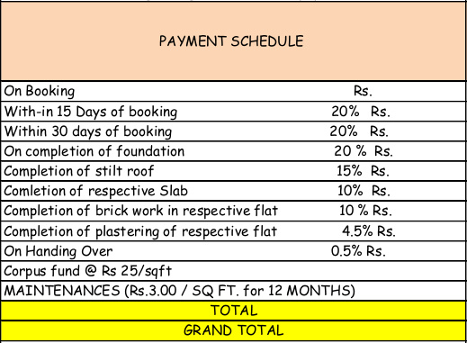 ram-nivas Construction Linked Payment (CLP) Payment Plan