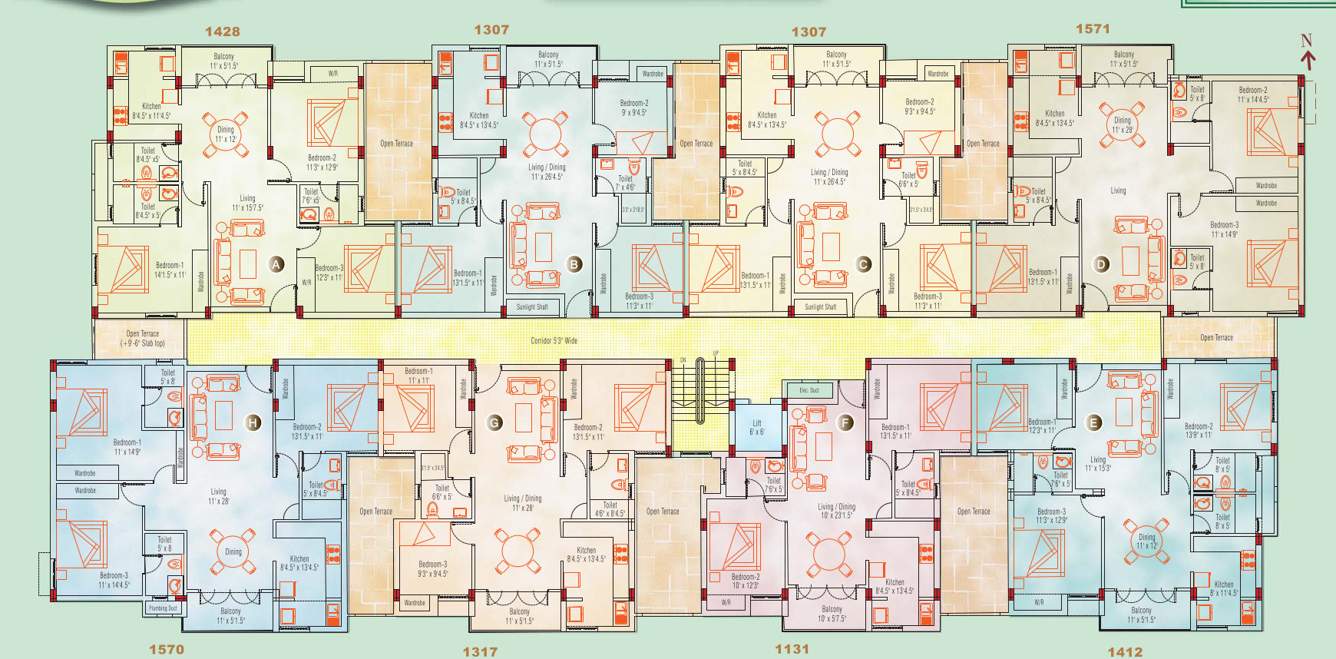  springs apartment Tower 1 Cluster Plan