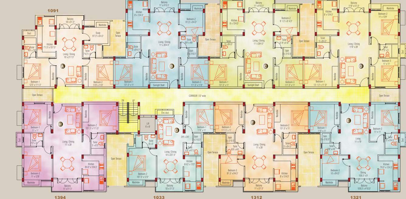  springs apartment Tower 1 Cluster Plan