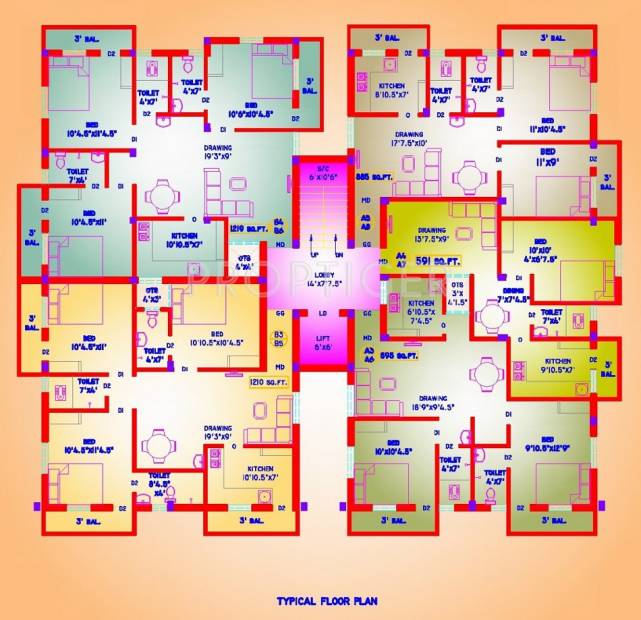 sara-homes lotus Lotus Cluster Plan from 1st to 2nd Floor