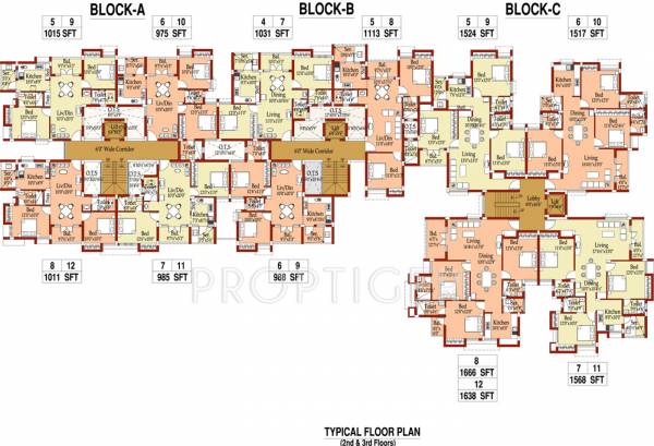 Block A B & C 2nd & 3rd Floor Cluster Plan dabc gokulam-phase-iii Block A B & C 2nd & 3rd Floor Cluster Plan