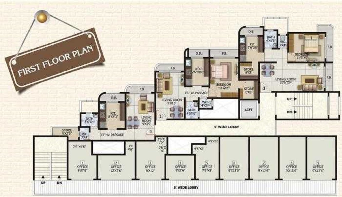  narmada heritage Tower 1 Cluster Plan for 1st Floor