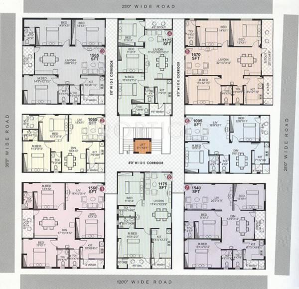 amrutha-constructions sai-brundavanam Sai Brundavanam Cluster Plan from 1st to 5th Floor