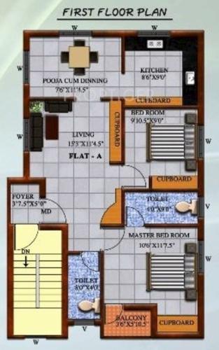 guna-builders pallavaram-flats Pallavaram Flats Cluster Plan for 1st Floor